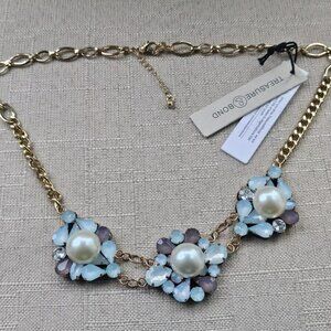 Treasure & Bond Ladies Statement Necklace Flower Bloom Crystals Accent Jewelry $